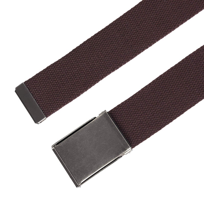 Mile High Life Canvas Web Belt | Cut to Fit Up to 52" | Flip-Top Matte Silver Nickel Buckle (2 Pack Black/Brown) - Image 5